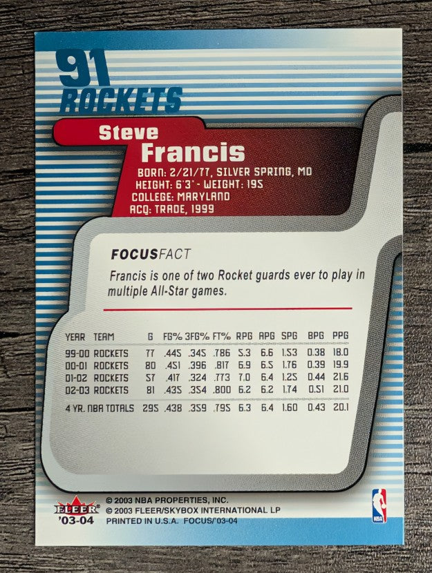 2003-04 Fleer Focus #91 Steve Francis