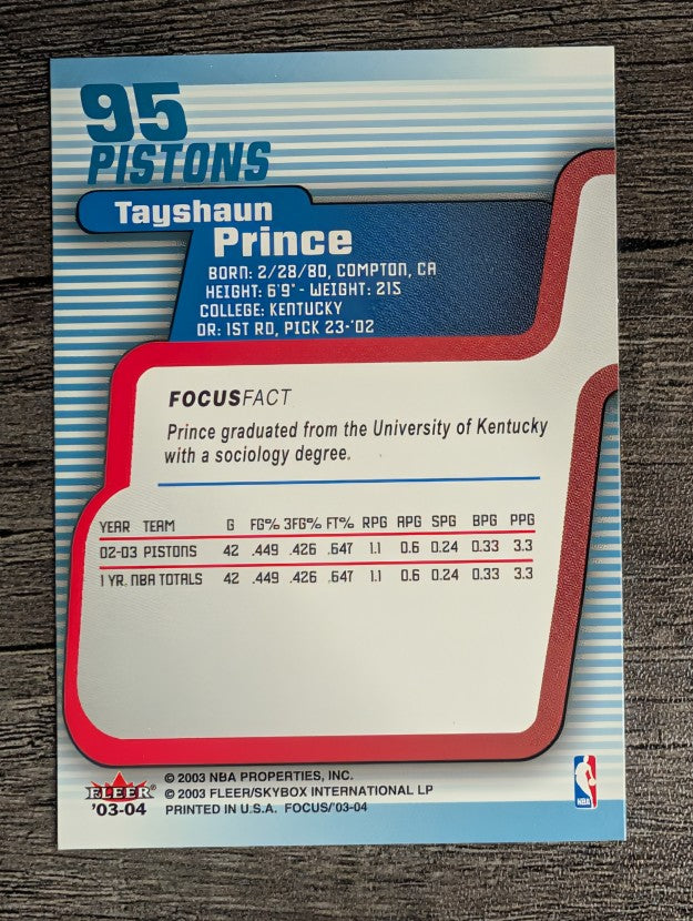 2003-04 Fleer Focus #95 Tayshaun Prince