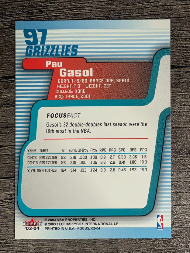 2003-04 Fleer Focus #97 Pau Gasol
