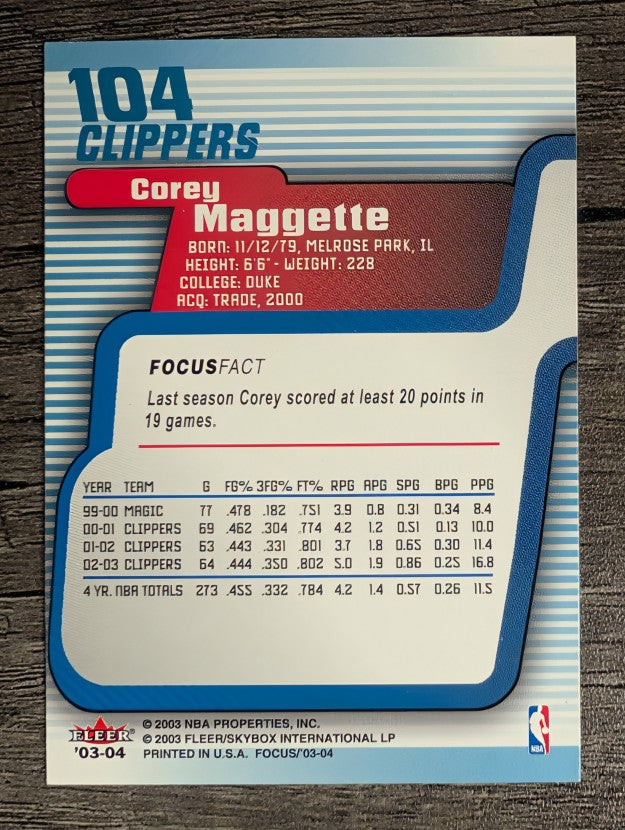 2003-04 Fleer Focus #104 Corey Maggette