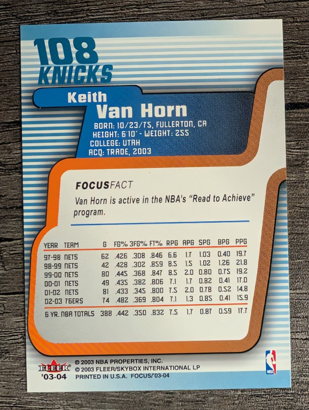 2003-04 Fleer Focus #108 Keith Van Horn