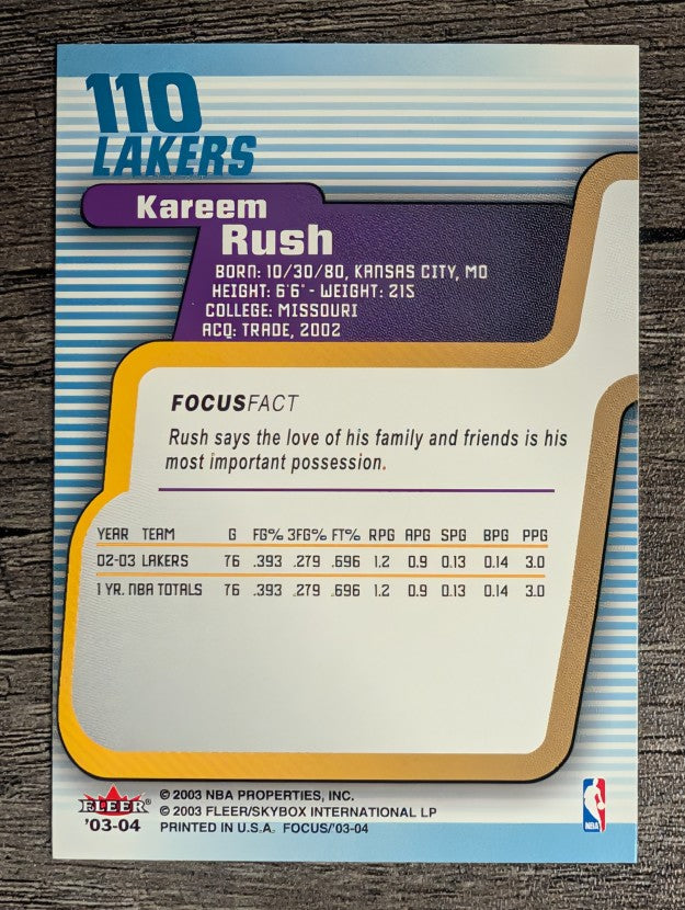 2003-04 Fleer Focus #110 Kareem Rush