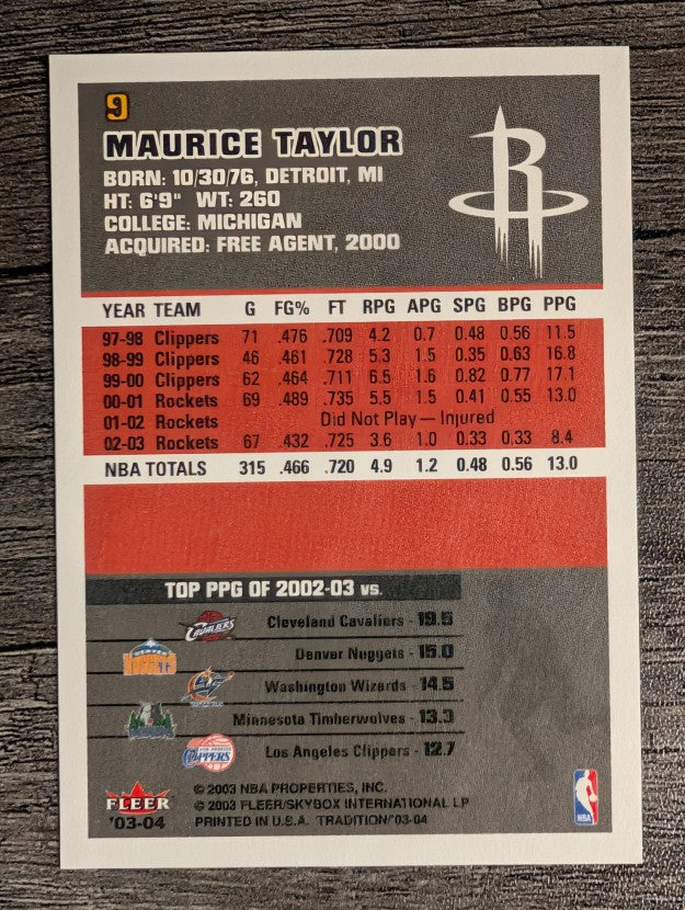 2003-04 Fleer Tradition #9 Maurice Taylor