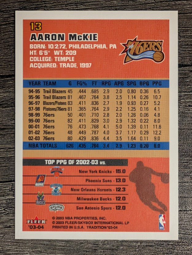 2003-04 Fleer Tradition #13 Aaron McKie