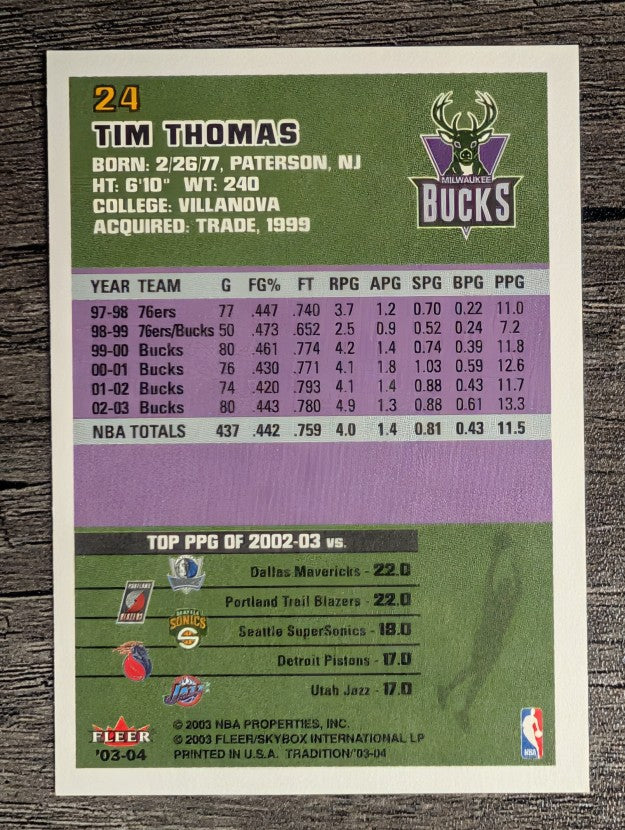 2003-04 Fleer Tradition #24 Tim Thomas