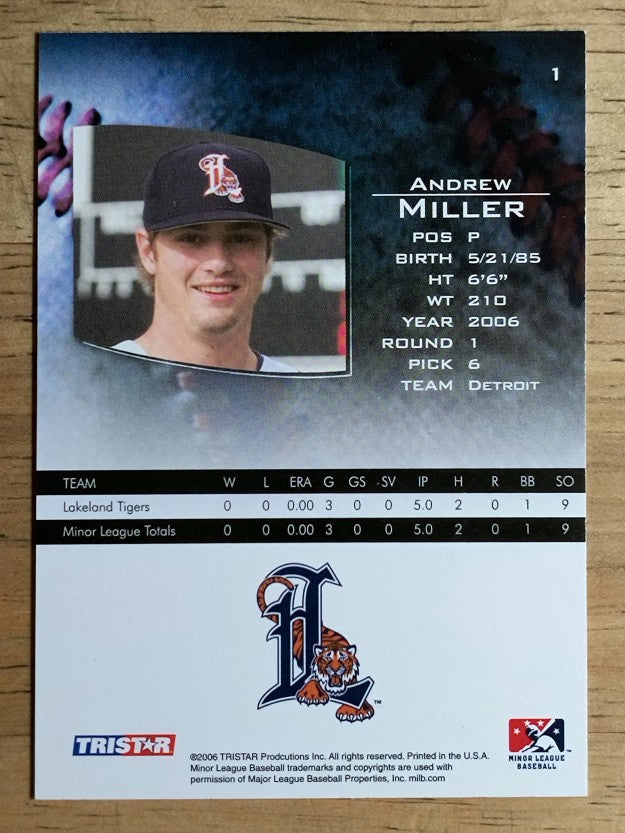 2006 TRISTAR Prospects Plus #1 Andrew Miller PD (NM)