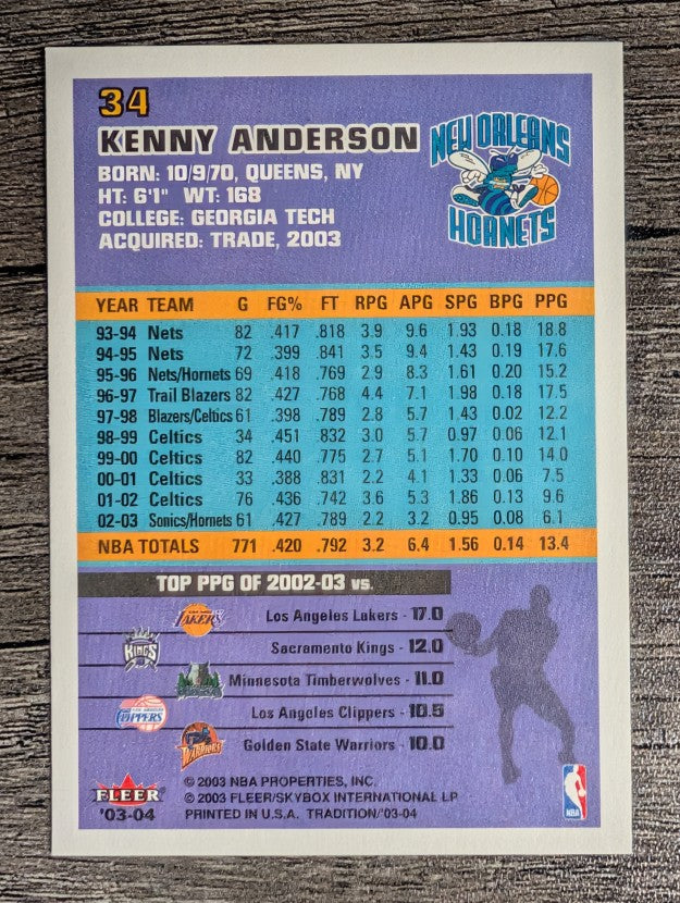 2003-04 Fleer Tradition #34 Kenny Anderson