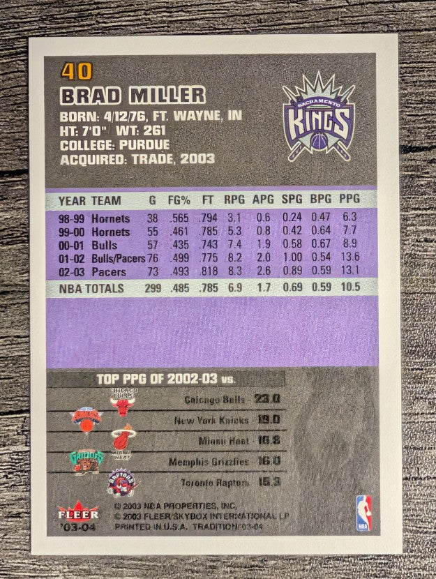 2003-04 Fleer Tradition #40 Brad Miller