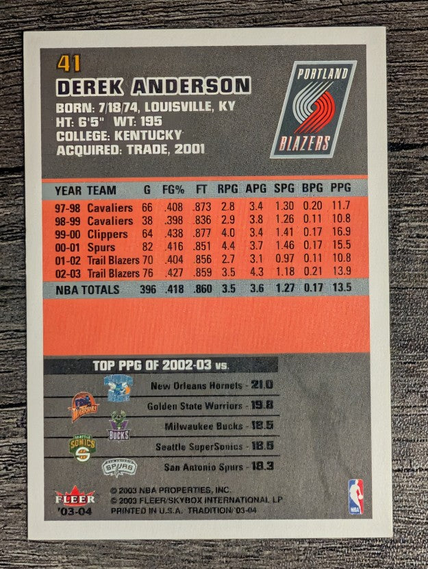 2003-04 Fleer Tradition #41 Derek Anderson