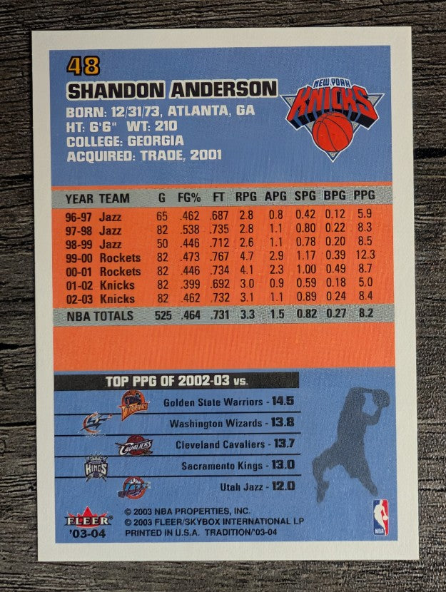 2003-04 Fleer Tradition #48 Shandon Anderson
