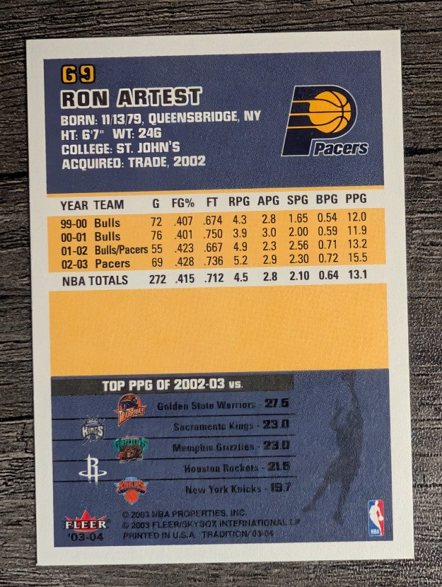 2003-04 Fleer Tradition #69 Ron Artest