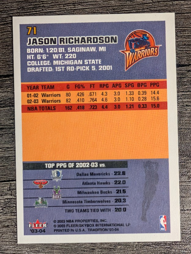 2003-04 Fleer Tradition #71 Jason Richardson
