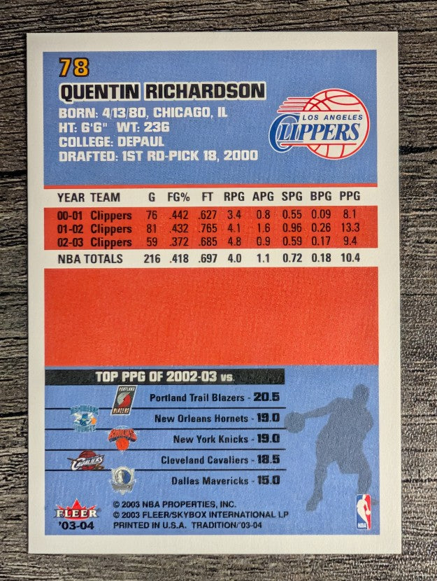 2003-04 Fleer Tradition #78 Quentin Richardson
