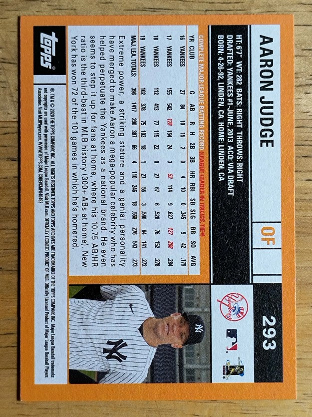 2020 Topps Archives #293 Aaron Judge