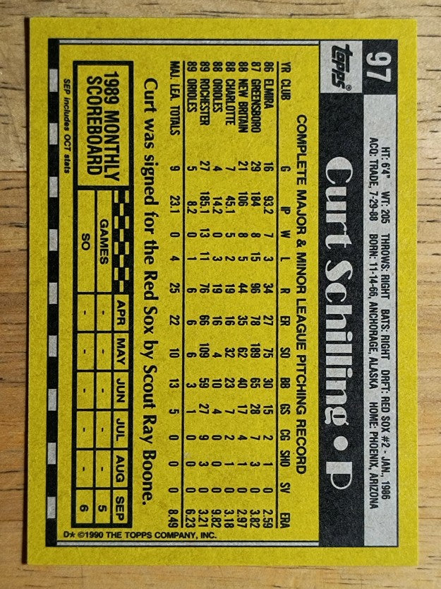 1990 Topps #97 Curt Schilling