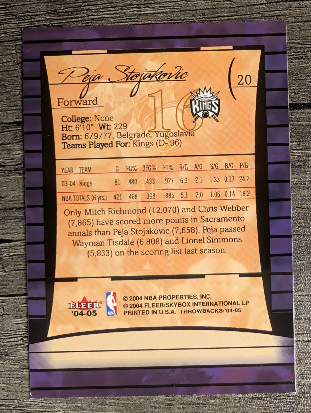 2004-05 Fleer Throwbacks #20 Peja Stojakovic