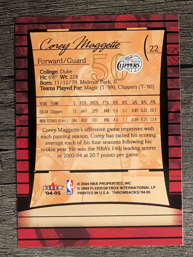 2004-05 Fleer Throwbacks #22 Corey Maggette