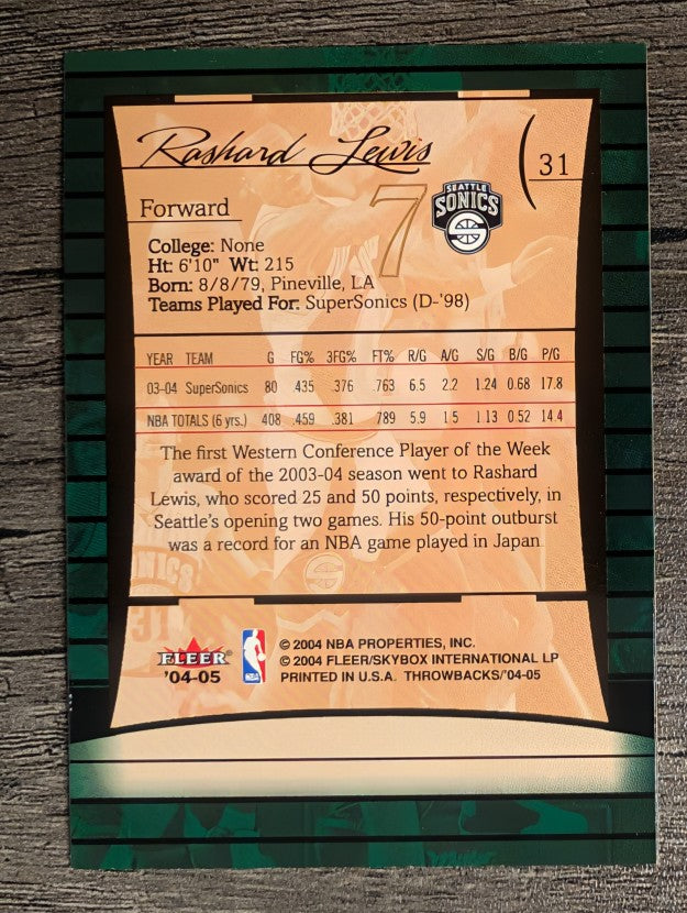 2004-05 Fleer Throwbacks #31 Rashard Lewis