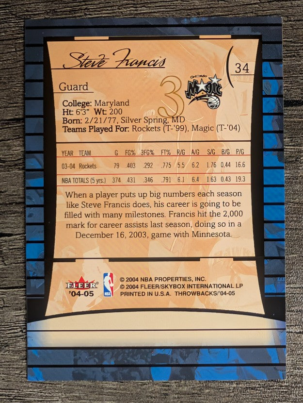 2004-05 Fleer Throwbacks #34 Steve Francis