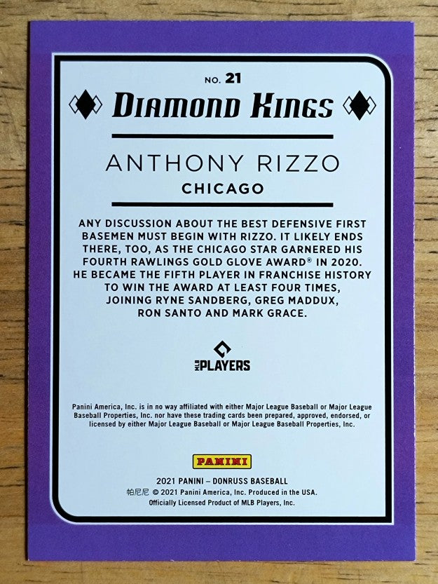 2021 Donruss #21 Anthony Rizzo DK