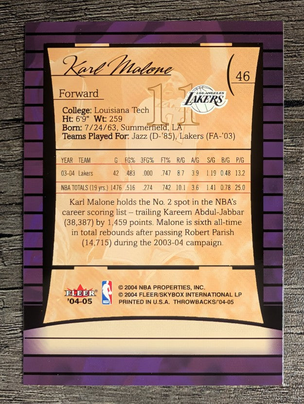 2004-05 Fleer Throwbacks #46 Karl Malone