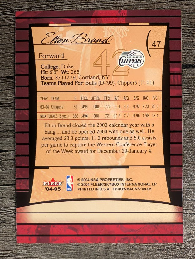 2004-05 Fleer Throwbacks #47 Elton Brand