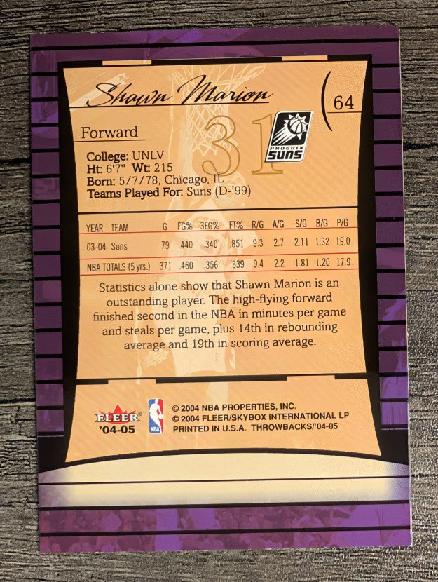 2004-05 Fleer Throwbacks #64 Shawn Marion