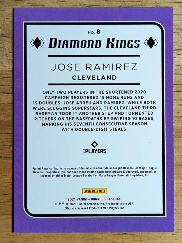 2021 Donruss #8 Jose Ramirez DK