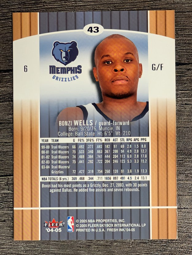 2004-05 SkyBox Fresh Ink #43 Bonzi Wells