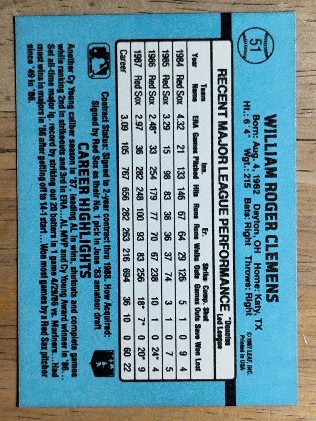 1988 Donruss #51 Roger Clemens