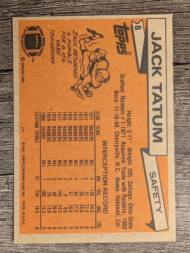 1981 Topps #8 Jack Tatum