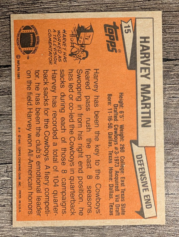 1981 Topps #15 Harvey Martin