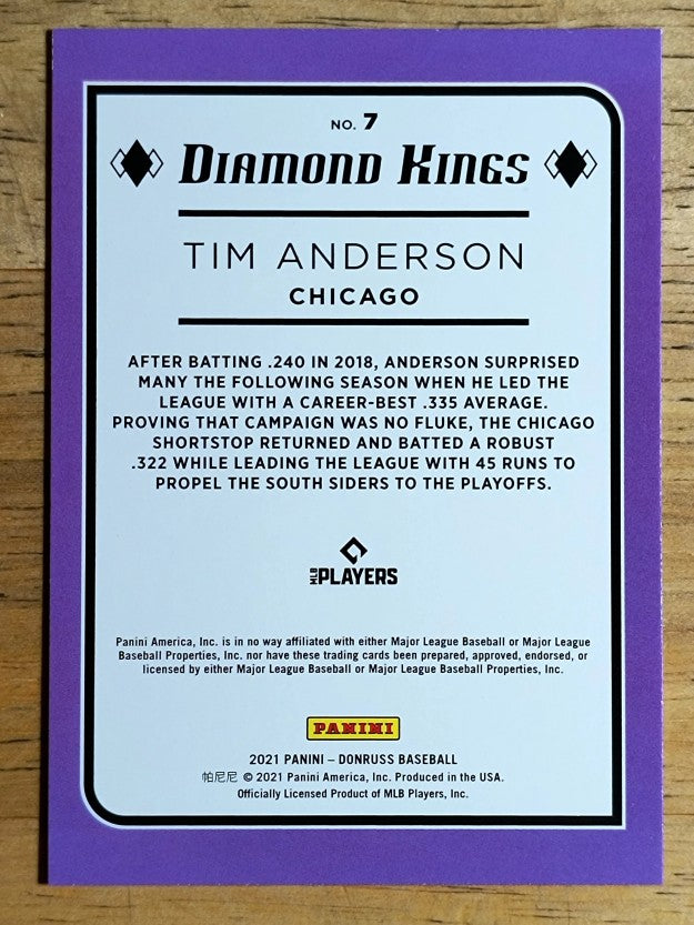 2021 Donruss #7 Tim Anderson DK