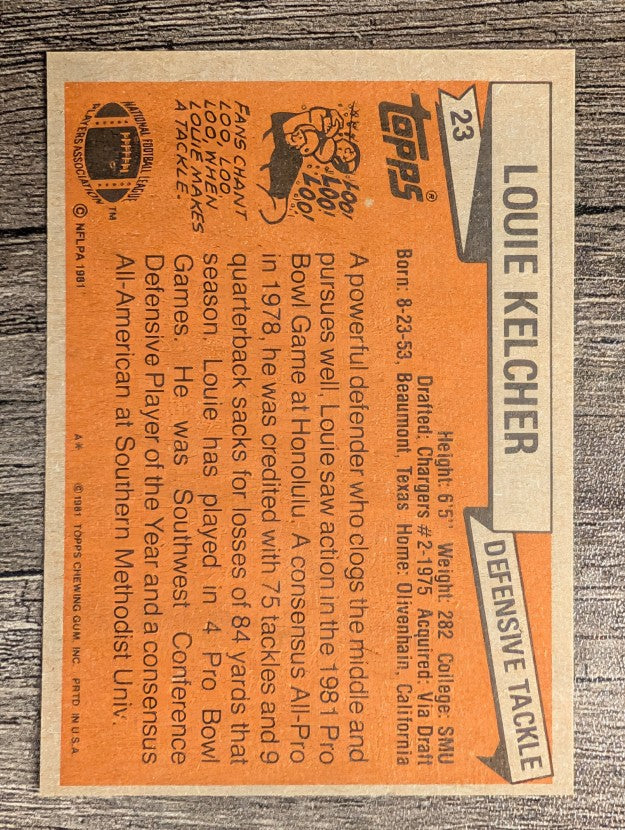 1981 Topps #23 Louie Kelcher
