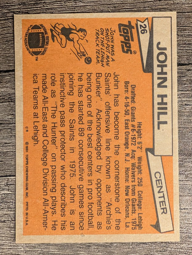 1981 Topps #26 John Hill
