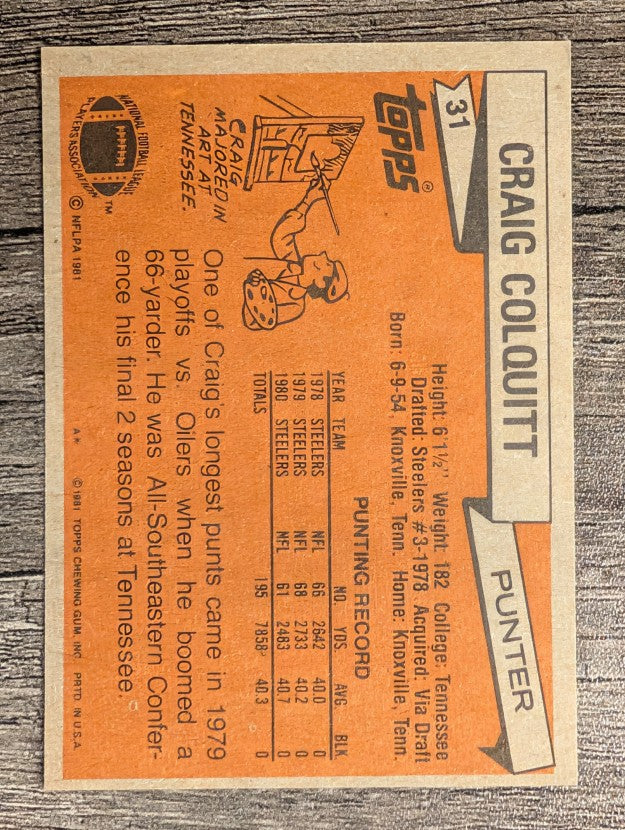 1981 Topps #31 Craig Colquitt