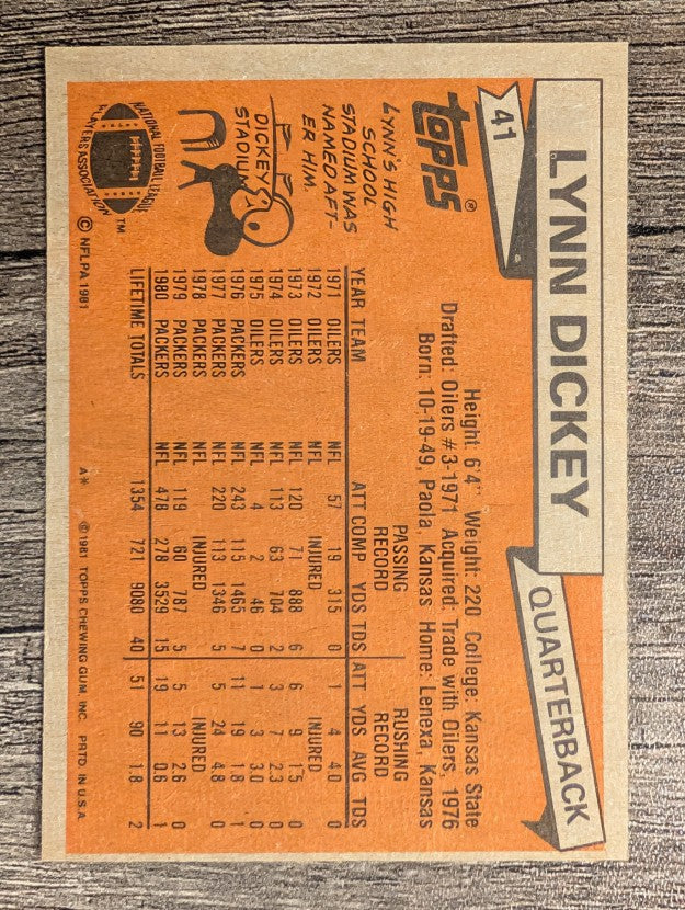 1981 Topps #41 Lynn Dickey
