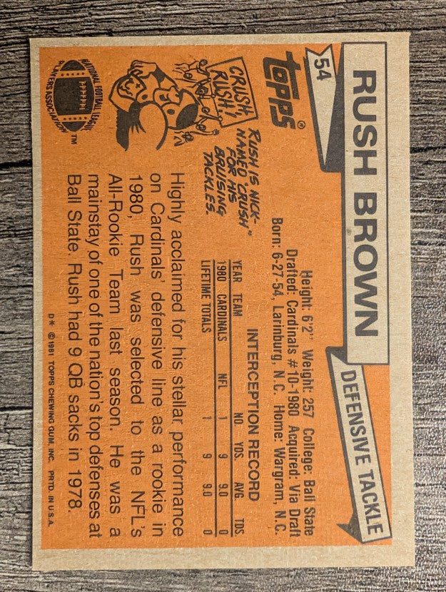 1981 Topps #54 Rush Brown