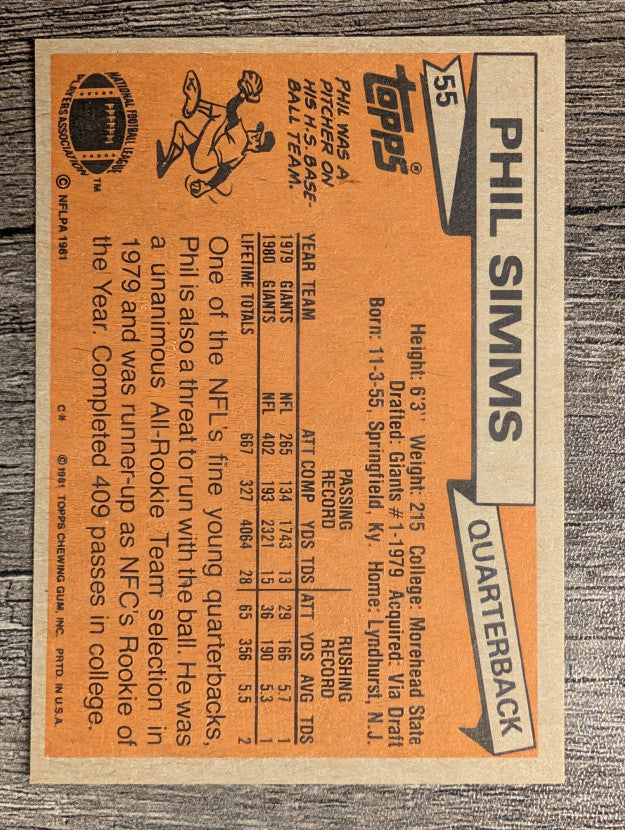 1981 Topps #55 Phil Simms