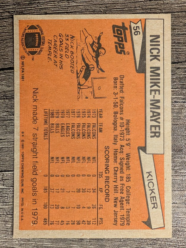 1981 Topps #56 Nick Mike-Mayer