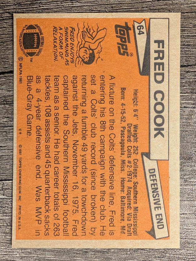 1981 Topps #64 Fred Cook