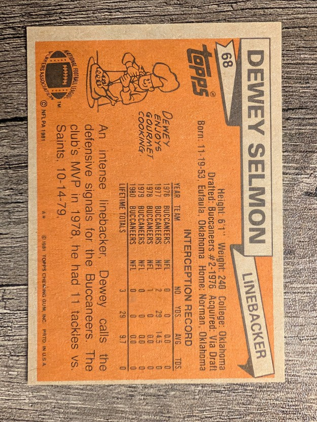 1981 Topps #68 Dewey Selmon