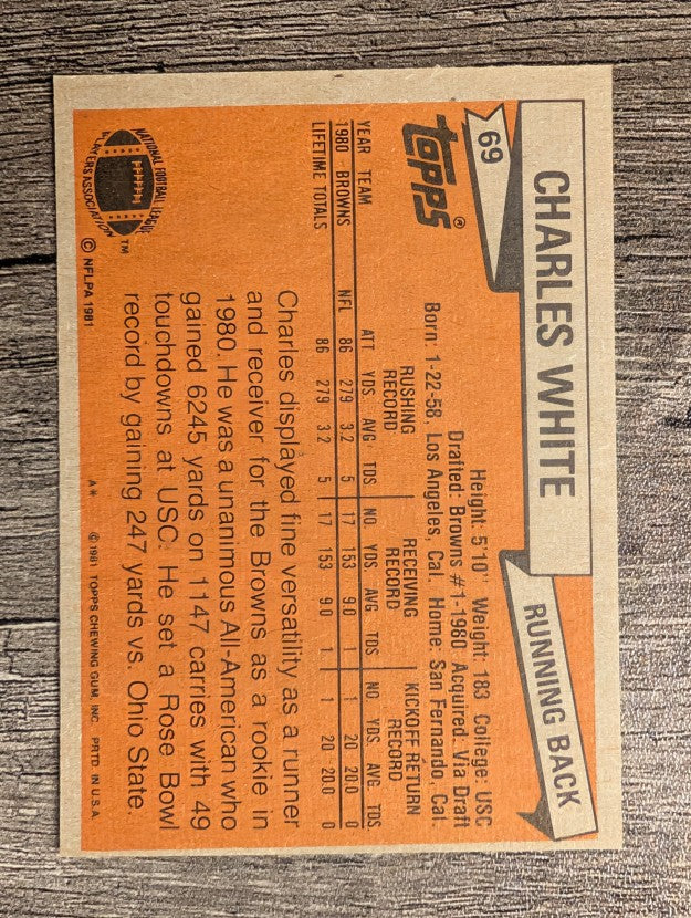 1981 Topps #69 Charles White RC