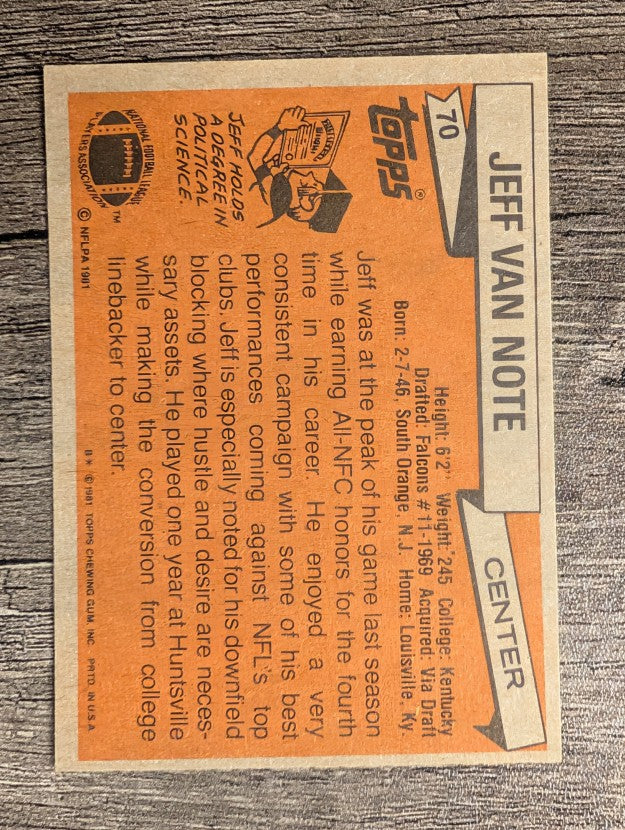 1981 Topps #70 Jeff Van Note
