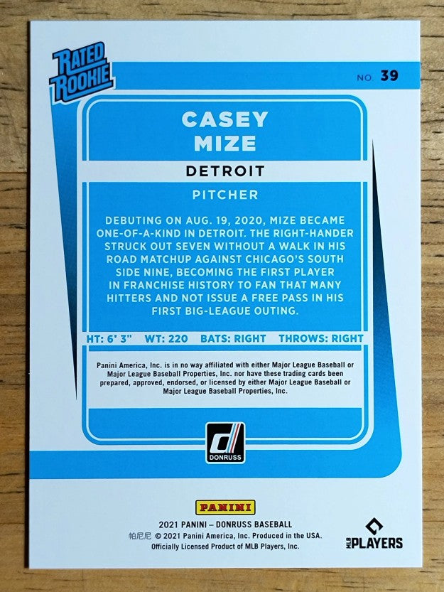 2021 Donruss #39 Casey Mize RR RC