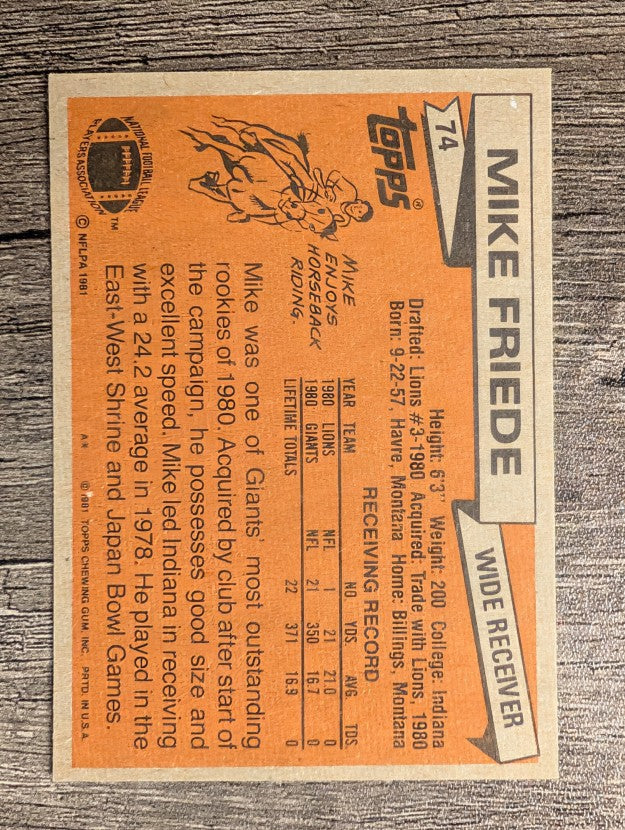 1981 Topps #74 Mike Friede