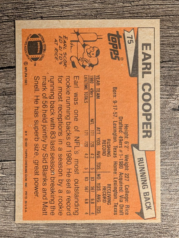 1981 Topps #75 Earl Cooper RC
