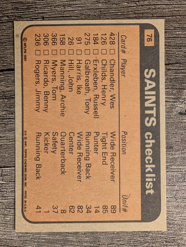 1981 Topps #76 Jimmy Rogers/Wes Chandler/Tom Myers/Elois Grooms/Derland Moore