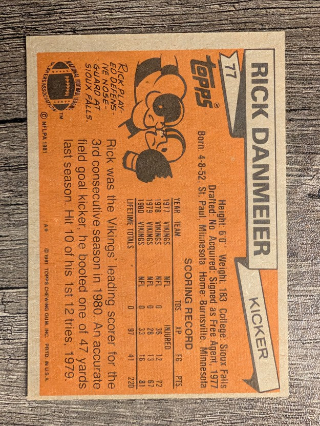 1981 Topps #77 Rick Danmeier