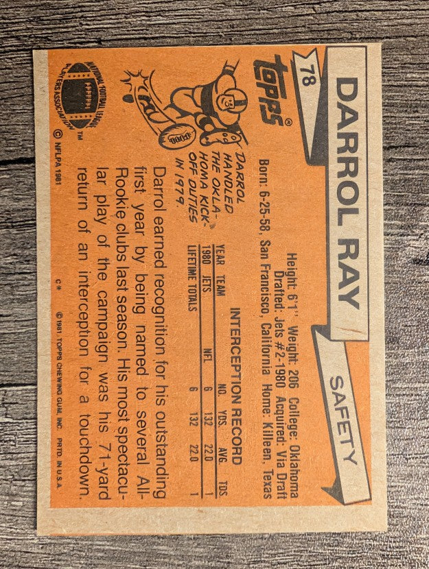 1981 Topps #78 Darrol Ray RC